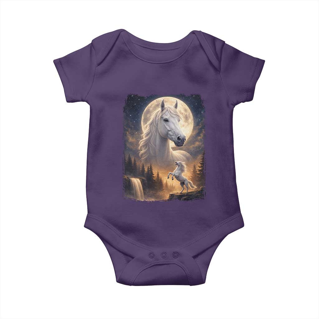 Horse Neighing To The Moon Baby Onesie Vintage 90s Animal Horse Lover Equestrian