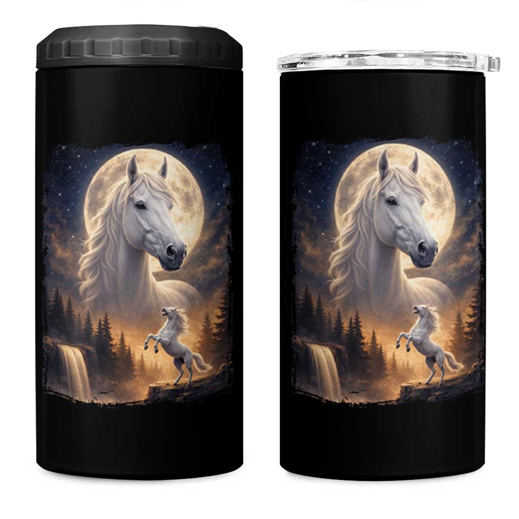 Horse Neighing To The Moon 4 in 1 Can Cooler Tumbler Vintage 90s Animal Horse Lover Equestrian