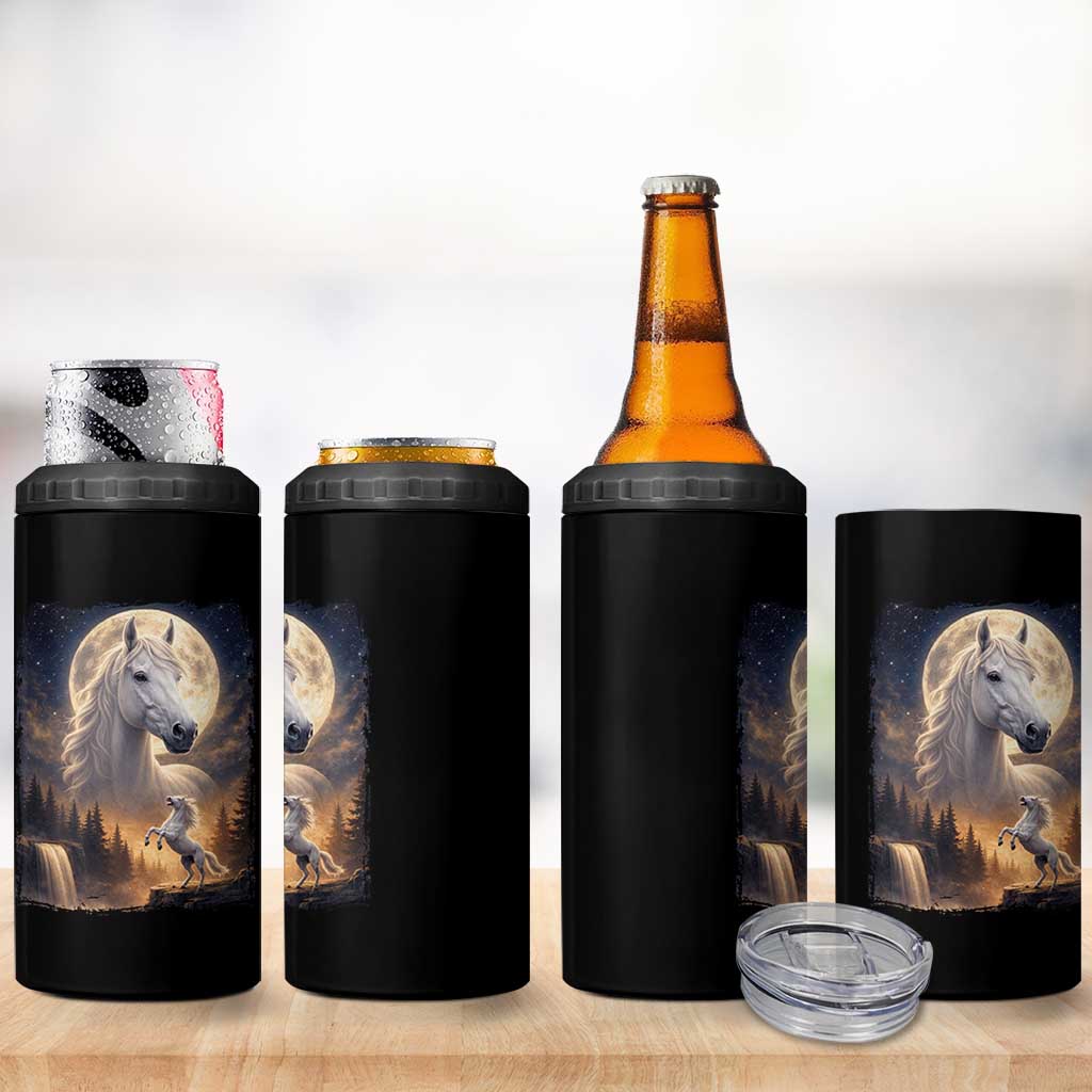 Horse Neighing To The Moon 4 in 1 Can Cooler Tumbler Vintage 90s Animal Horse Lover Equestrian