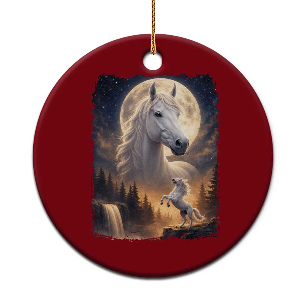 Horse Neighing To The Moon Ceramic Ornament Vintage 90s Animal Horse Lover Equestrian