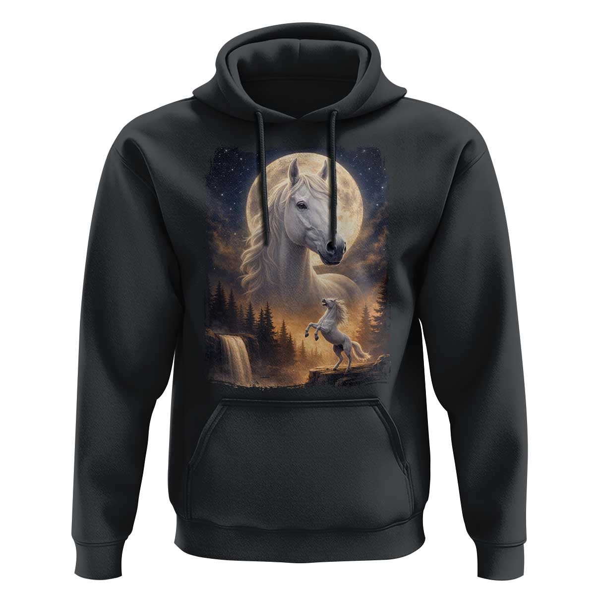 Horse Neighing To The Moon Hoodie Vintage 90s Animal Horse Lover Equestrian