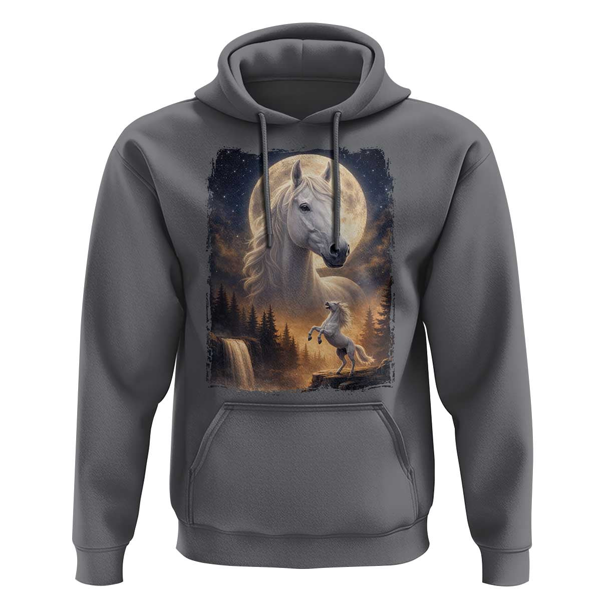 Horse Neighing To The Moon Hoodie Vintage 90s Animal Horse Lover Equestrian