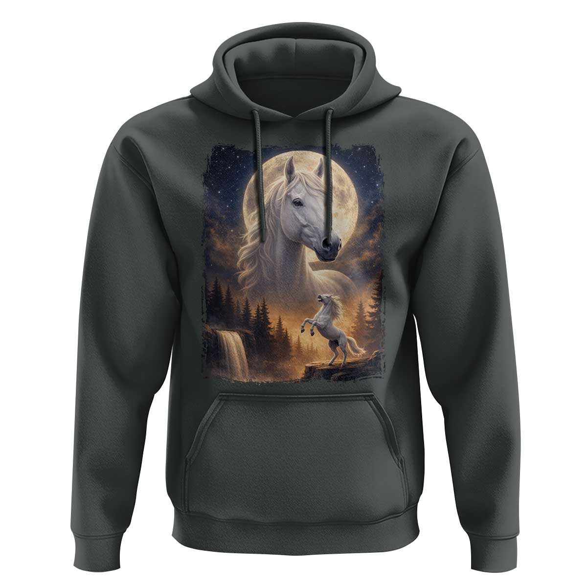 Horse Neighing To The Moon Hoodie Vintage 90s Animal Horse Lover Equestrian