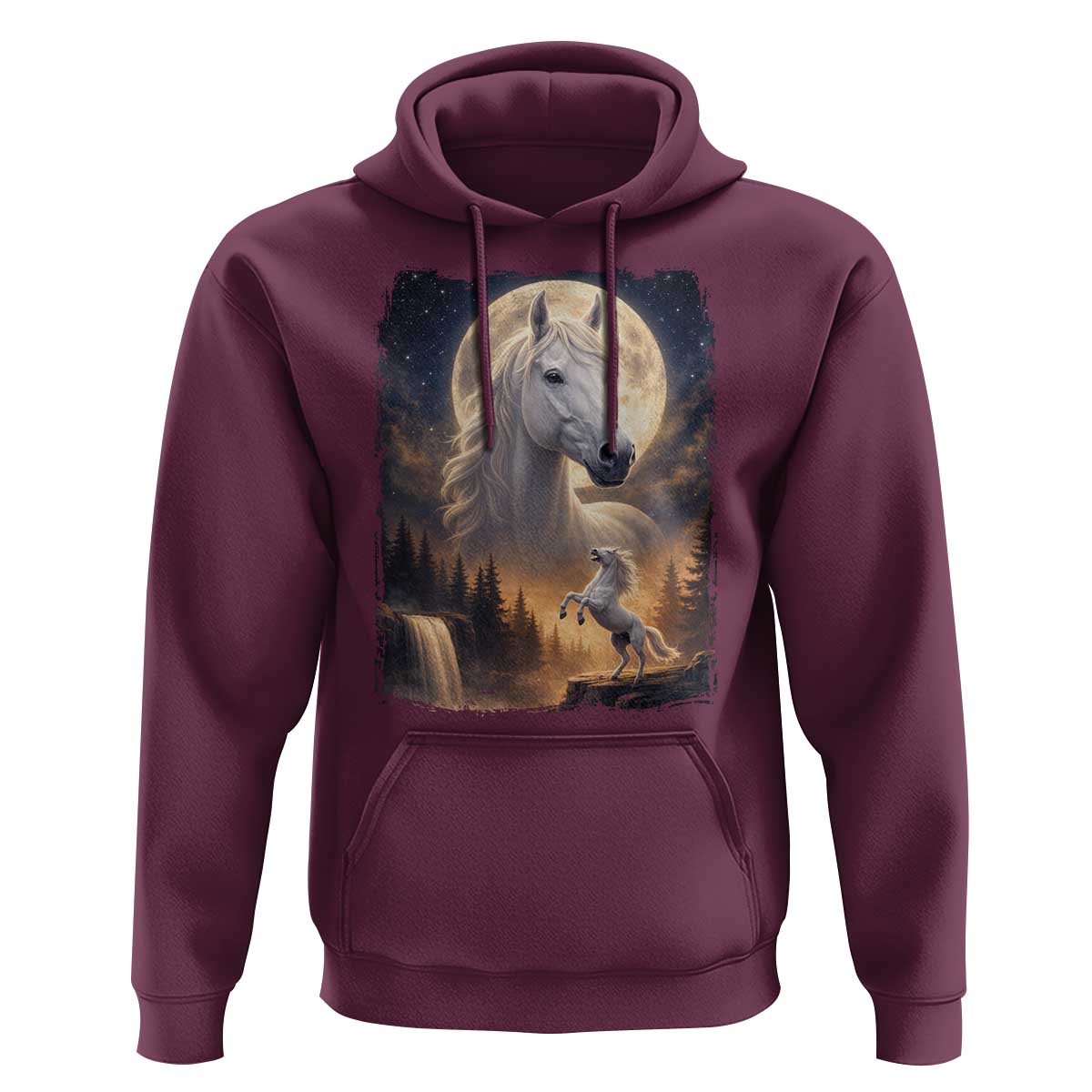 Horse Neighing To The Moon Hoodie Vintage 90s Animal Horse Lover Equestrian