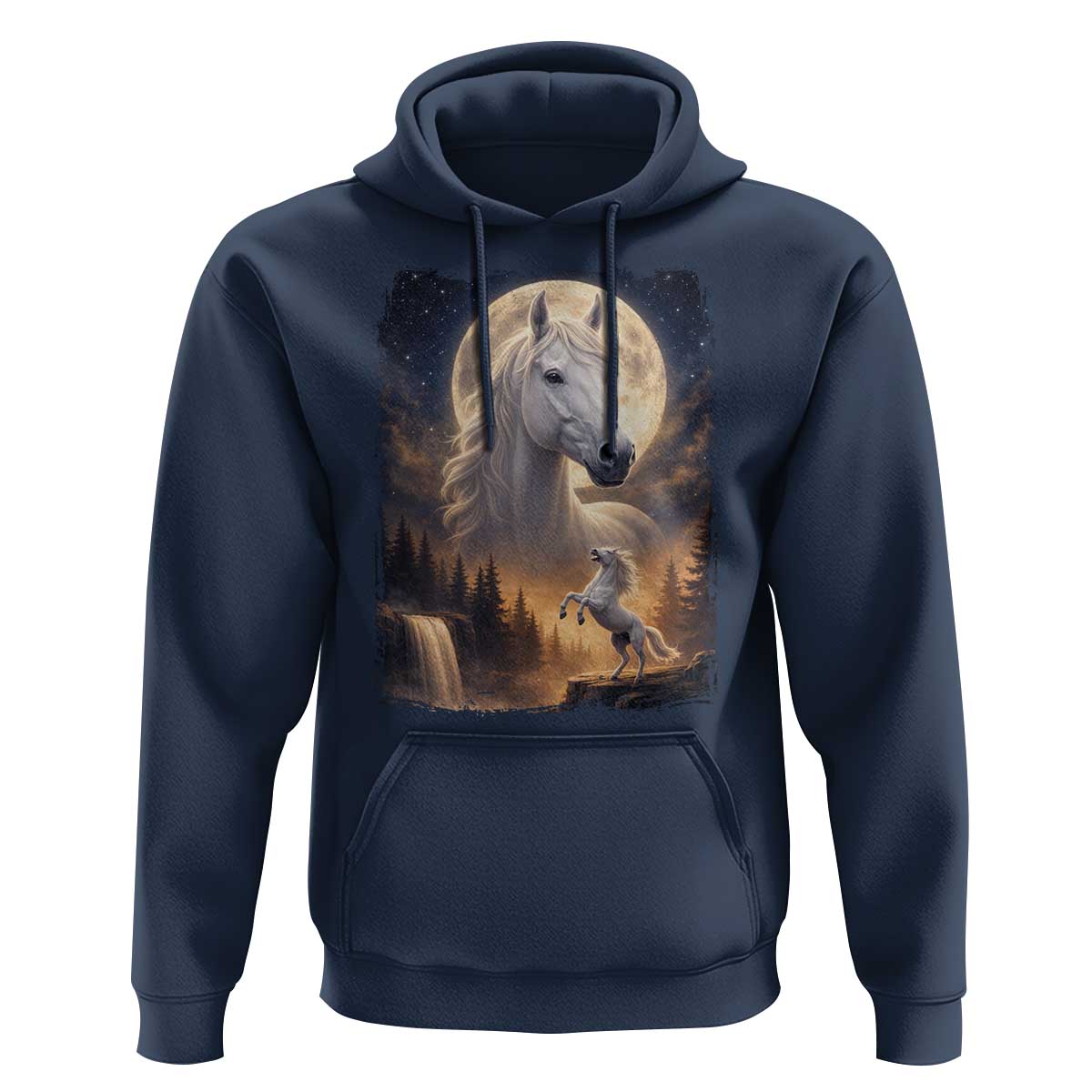 Horse Neighing To The Moon Hoodie Vintage 90s Animal Horse Lover Equestrian