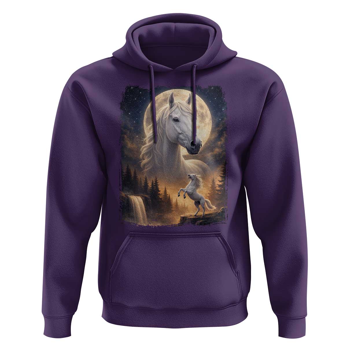Horse Neighing To The Moon Hoodie Vintage 90s Animal Horse Lover Equestrian