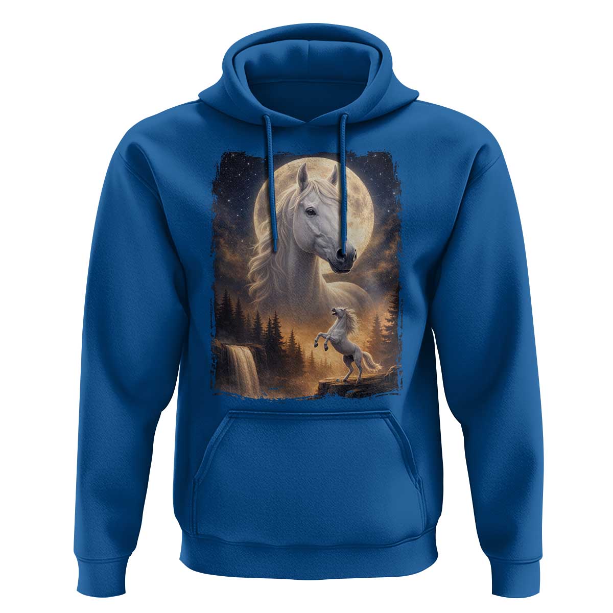 Horse Neighing To The Moon Hoodie Vintage 90s Animal Horse Lover Equestrian