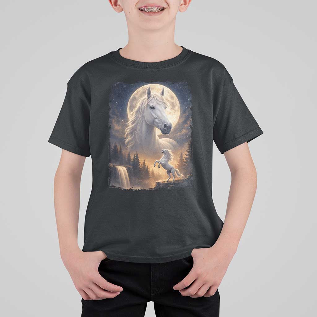 Horse Neighing To The Moon T Shirt For Kid Vintage 90s Animal Horse Lover Equestrian
