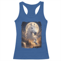Horse Neighing To The Moon Racerback Tank Top Vintage 90s Animal Horse Lover Equestrian
