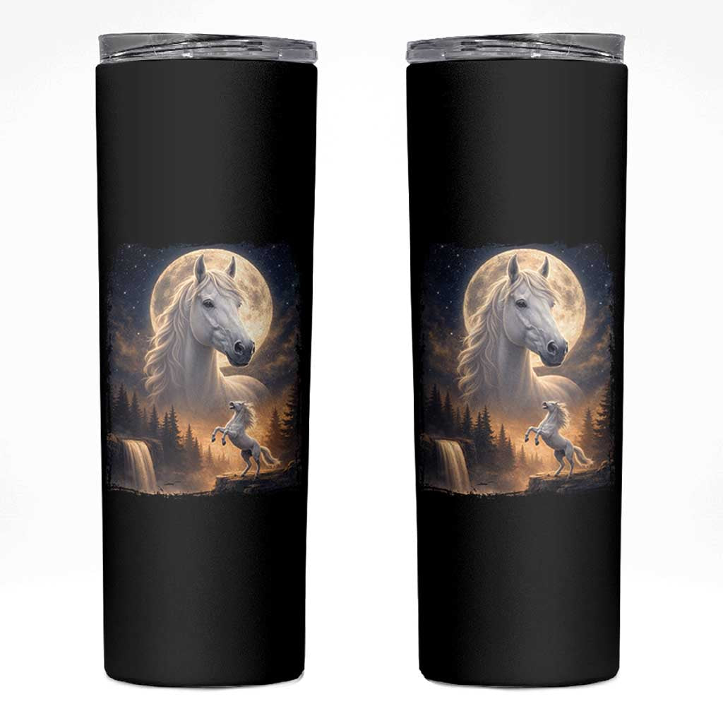 Horse Neighing To The Moon Skinny Tumbler Vintage 90s Animal Horse Lover Equestrian