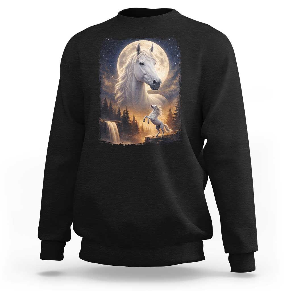 Horse Neighing To The Moon Sweatshirt Vintage 90s Animal Horse Lover Equestrian