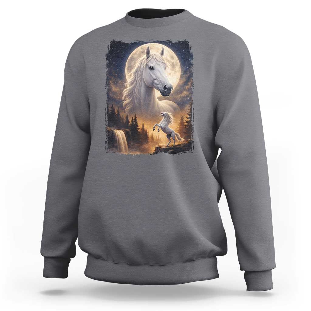 Horse Neighing To The Moon Sweatshirt Vintage 90s Animal Horse Lover Equestrian