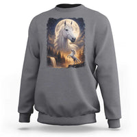 Horse Neighing To The Moon Sweatshirt Vintage 90s Animal Horse Lover Equestrian