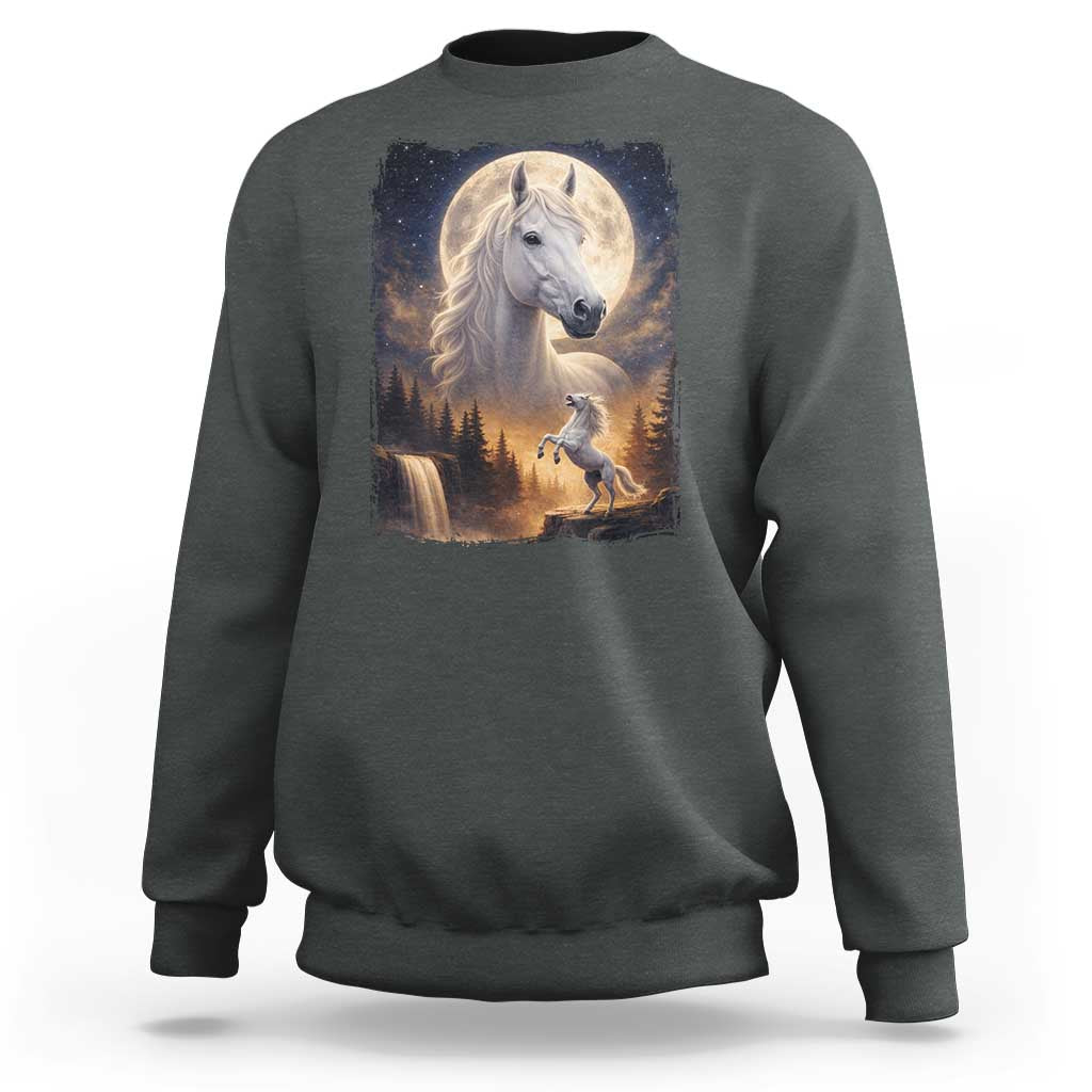 Horse Neighing To The Moon Sweatshirt Vintage 90s Animal Horse Lover Equestrian