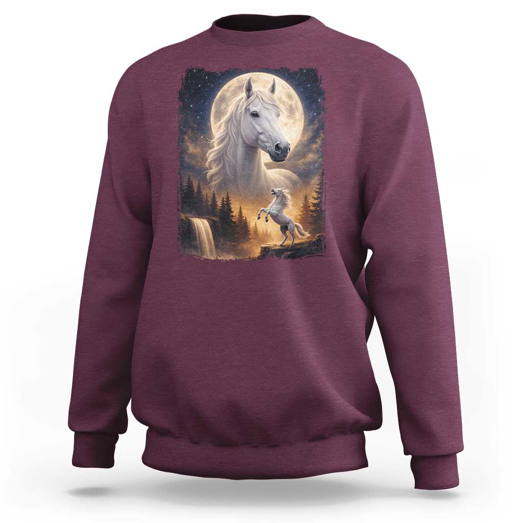 Horse Neighing To The Moon Sweatshirt Vintage 90s Animal Horse Lover Equestrian