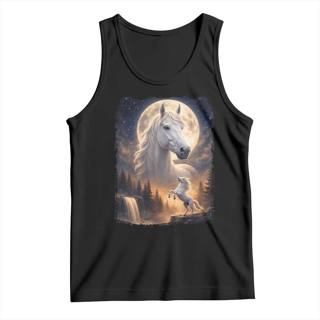 Horse Neighing To The Moon Tank Top Vintage 90s Animal Horse Lover Equestrian
