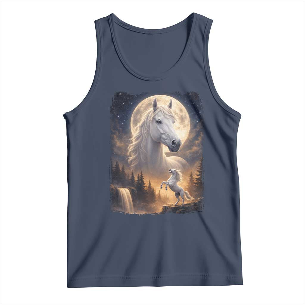 Horse Neighing To The Moon Tank Top Vintage 90s Animal Horse Lover Equestrian