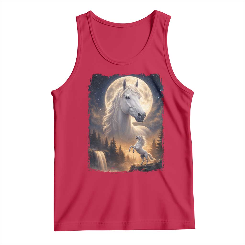 Horse Neighing To The Moon Tank Top Vintage 90s Animal Horse Lover Equestrian
