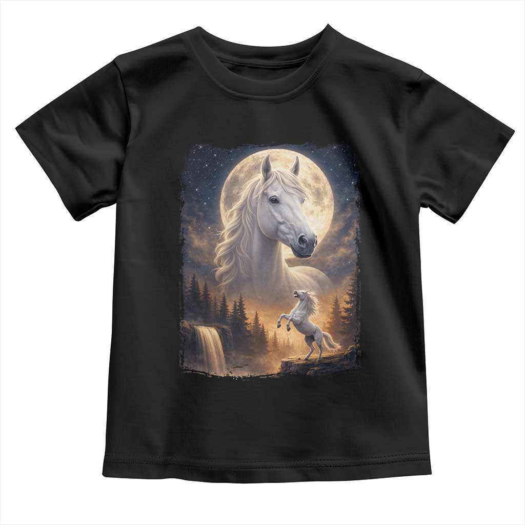 Horse Neighing To The Moon Toddler T Shirt Vintage 90s Animal Horse Lover Equestrian