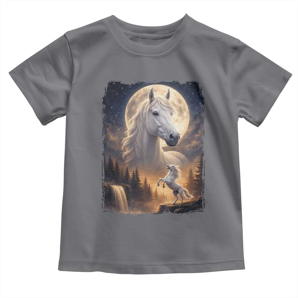 Horse Neighing To The Moon Toddler T Shirt Vintage 90s Animal Horse Lover Equestrian