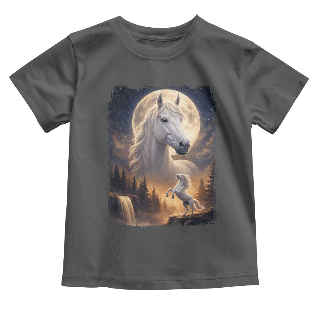 Horse Neighing To The Moon Toddler T Shirt Vintage 90s Animal Horse Lover Equestrian