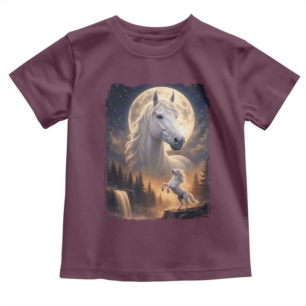 Horse Neighing To The Moon Toddler T Shirt Vintage 90s Animal Horse Lover Equestrian