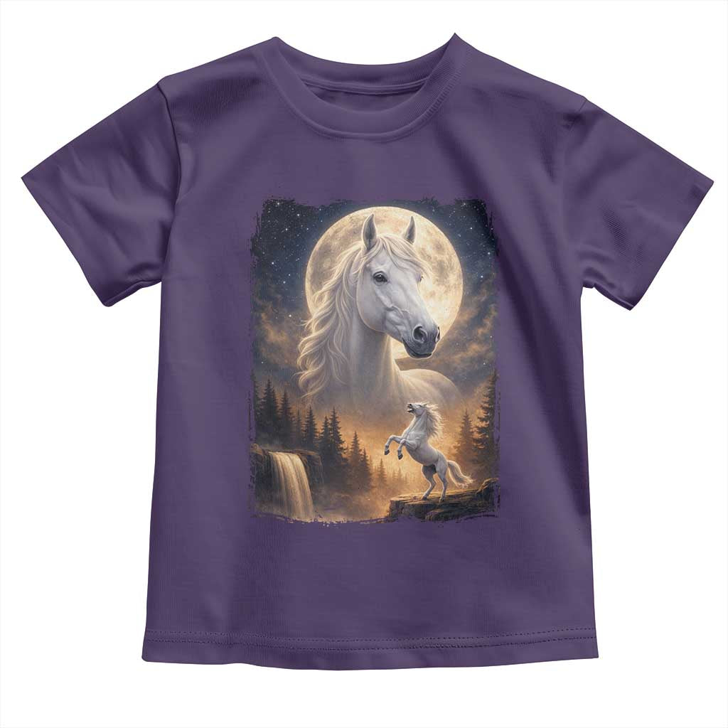 Horse Neighing To The Moon Toddler T Shirt Vintage 90s Animal Horse Lover Equestrian