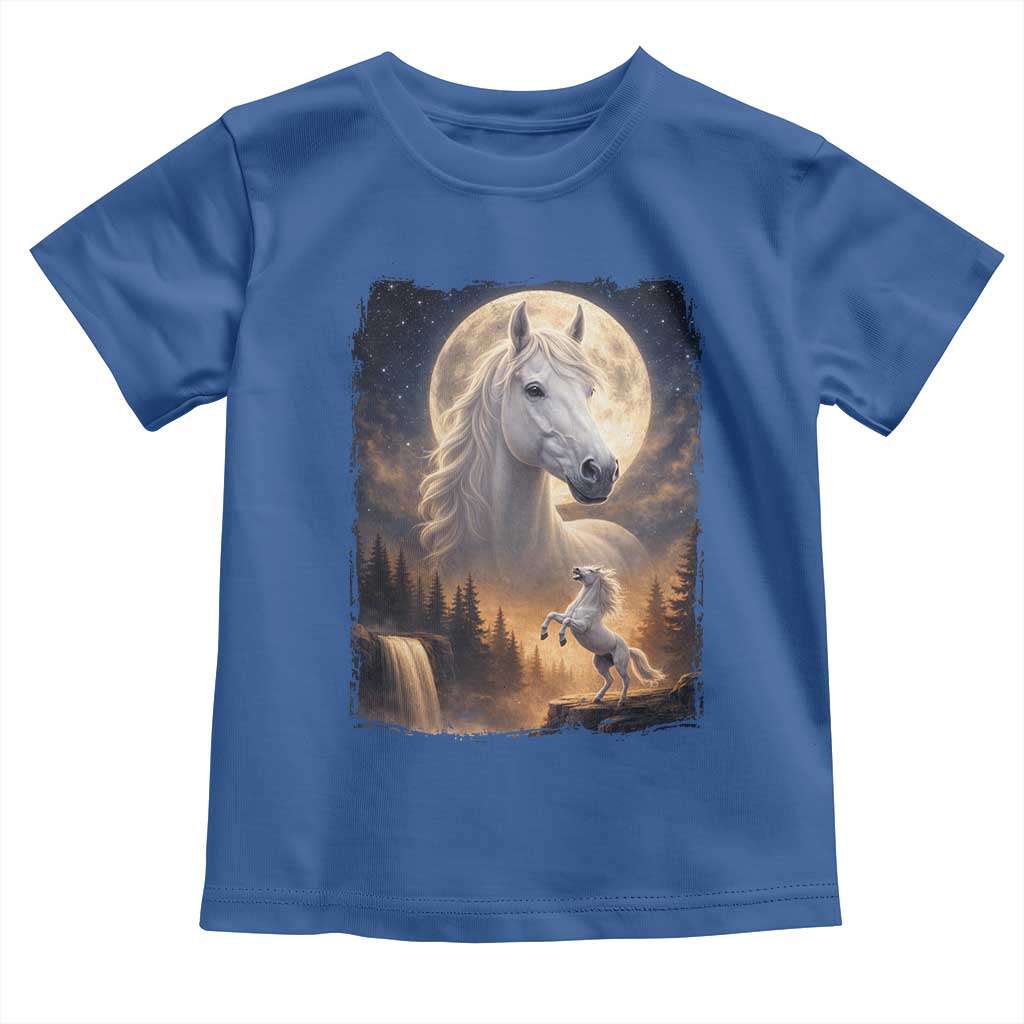 Horse Neighing To The Moon Toddler T Shirt Vintage 90s Animal Horse Lover Equestrian
