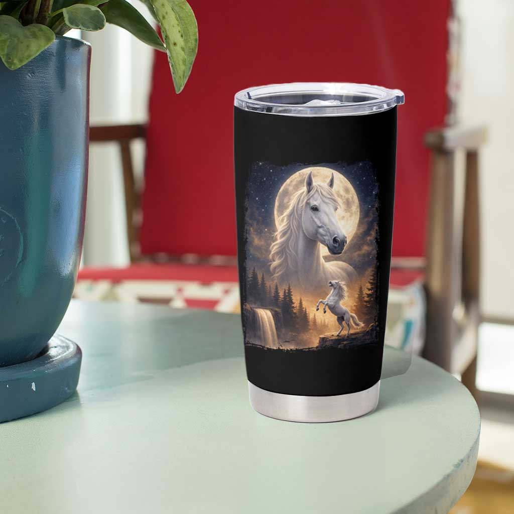 Horse Neighing To The Moon Tumbler Cup Vintage 90s Animal Horse Lover Equestrian