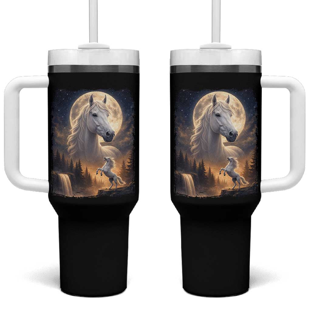 Horse Neighing To The Moon Tumbler With Handle Vintage 90s Animal Horse Lover Equestrian