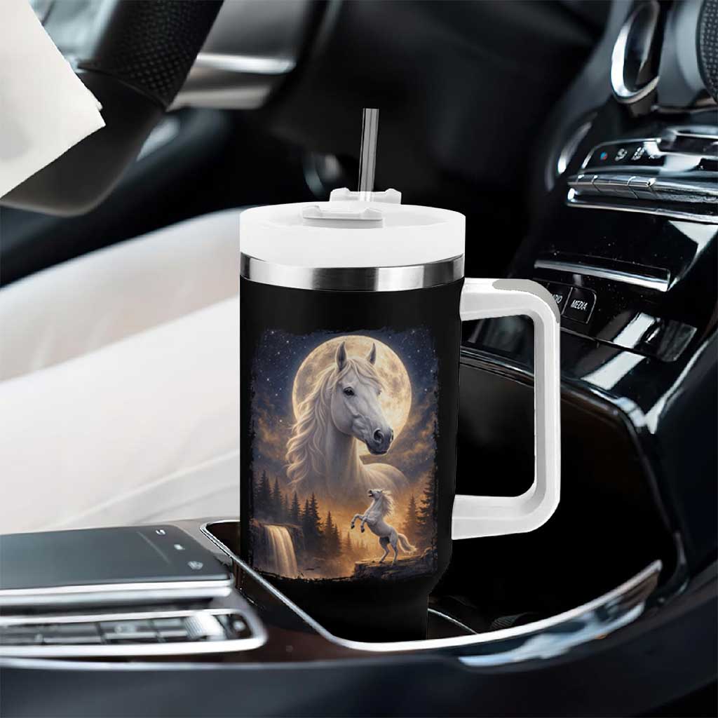 Horse Neighing To The Moon Tumbler With Handle Vintage 90s Animal Horse Lover Equestrian