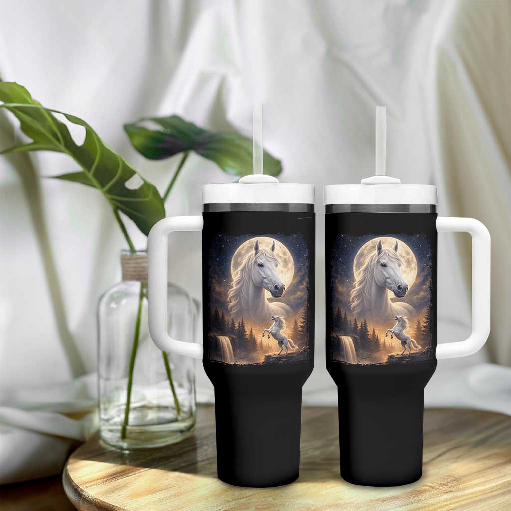 Horse Neighing To The Moon Tumbler With Handle Vintage 90s Animal Horse Lover Equestrian