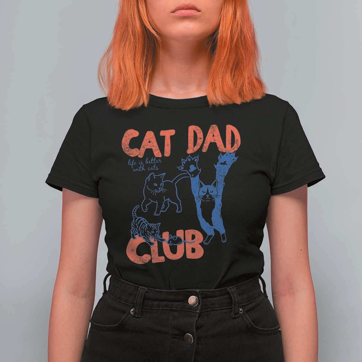 Cat Dad Club T Shirt For Women Life is Better with Cats Fathers Day