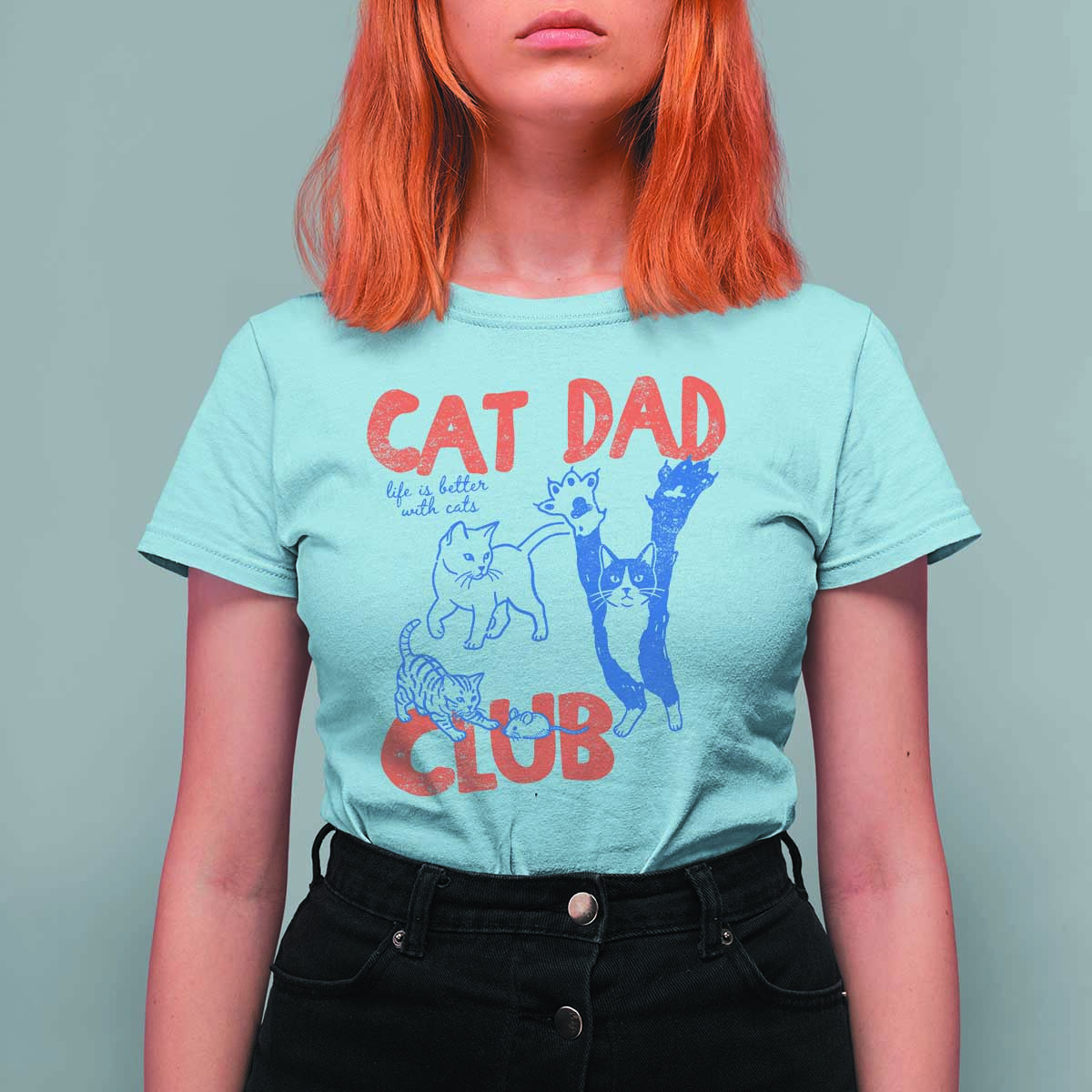 Cat Dad Club T Shirt For Women Life is Better with Cats Fathers Day