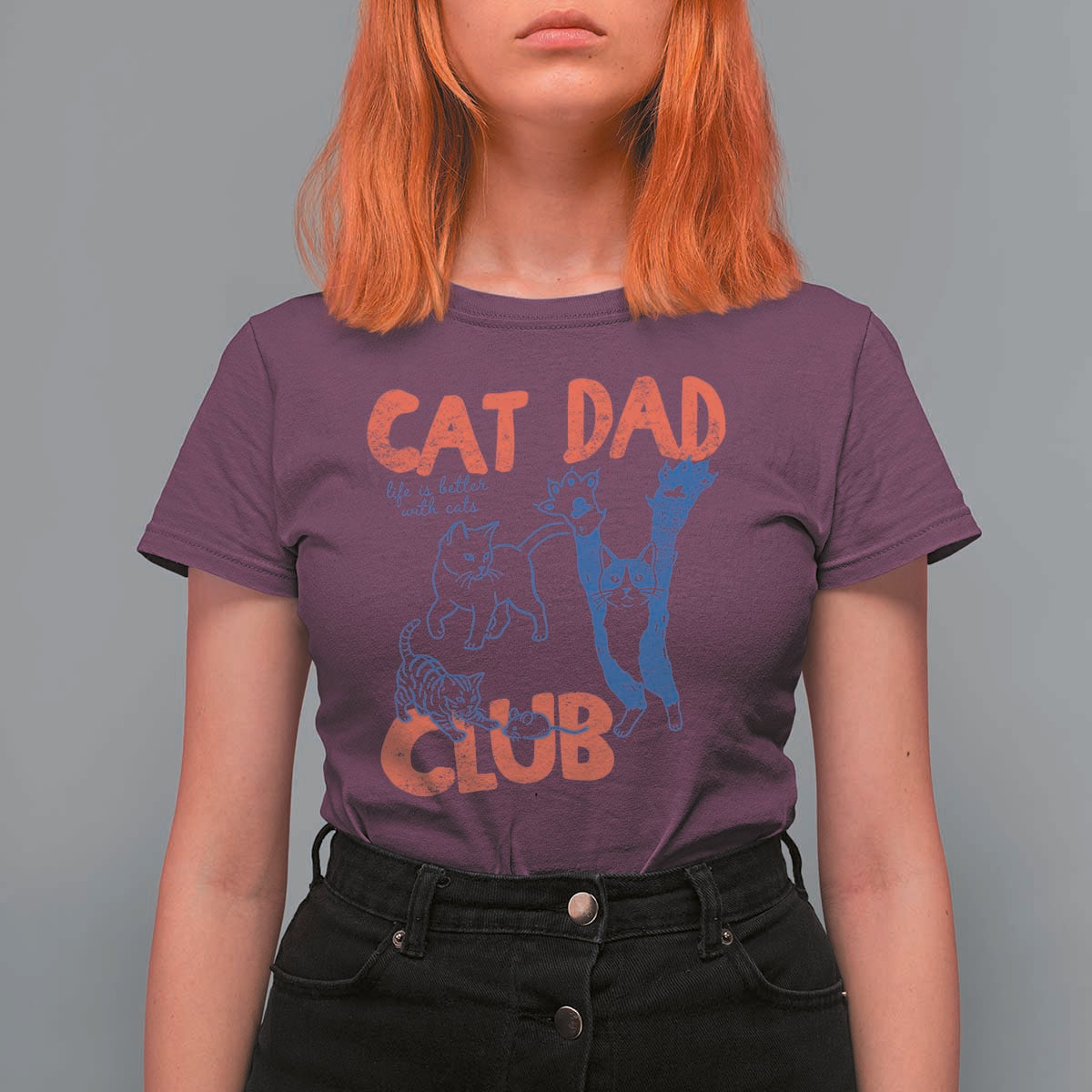 Cat Dad Club T Shirt For Women Life is Better with Cats Fathers Day