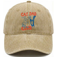 Cat Dad Club Washed Cotton Baseball Cap Life is Better with Cats Fathers Day