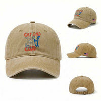 Cat Dad Club Washed Cotton Baseball Cap Life is Better with Cats Fathers Day