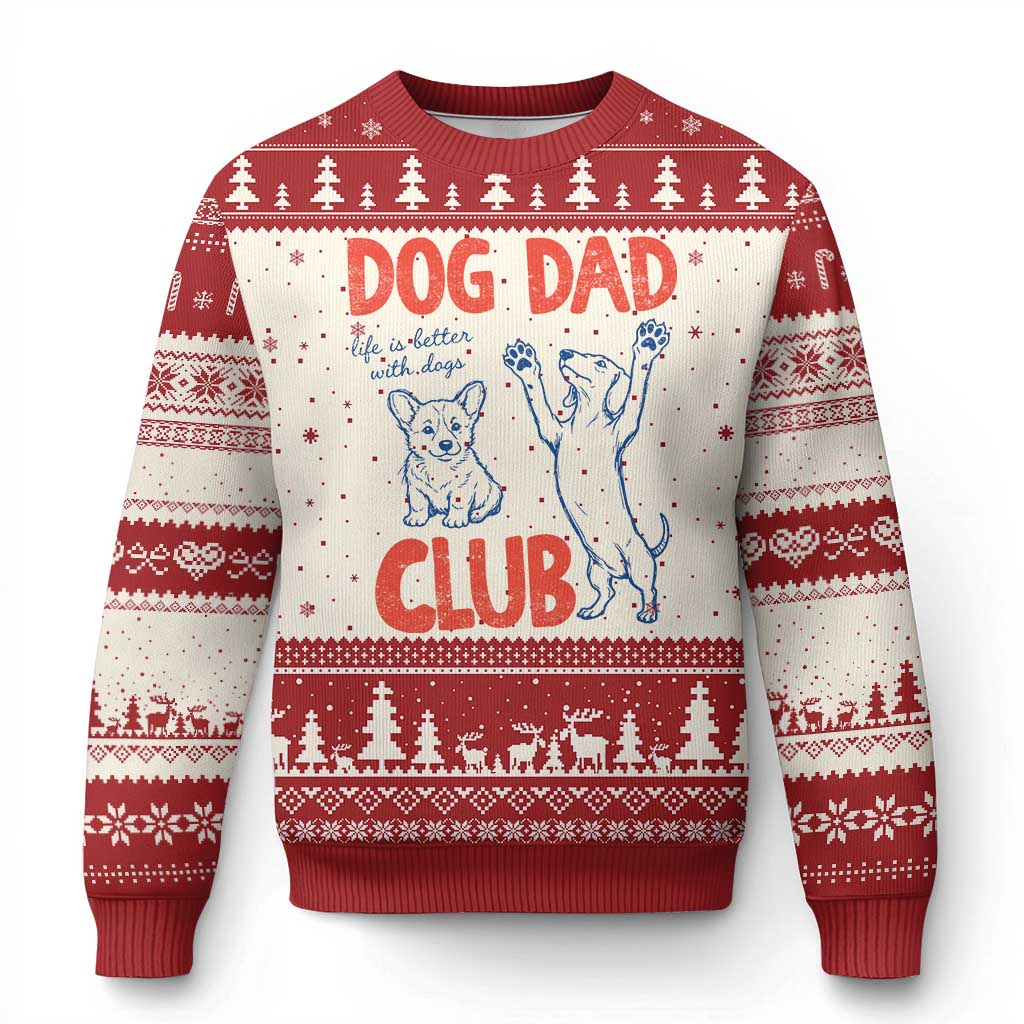 Dog Dad Club Ugly Christmas Sweater Life is Better with Dogs Father's Day