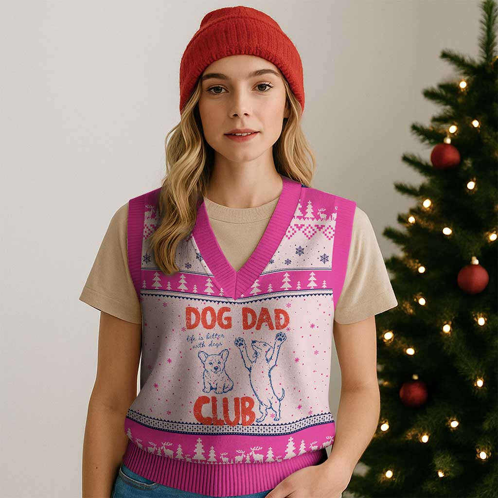 Dog Dad Club V-Neck Knit Sweater Vest Life is Better with Dogs Father's Day