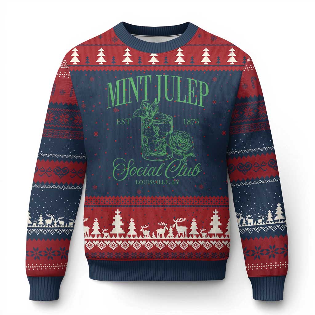 Mint Julep Social Club KY Funny Derby Cocktail Ugly Christmas Sweater