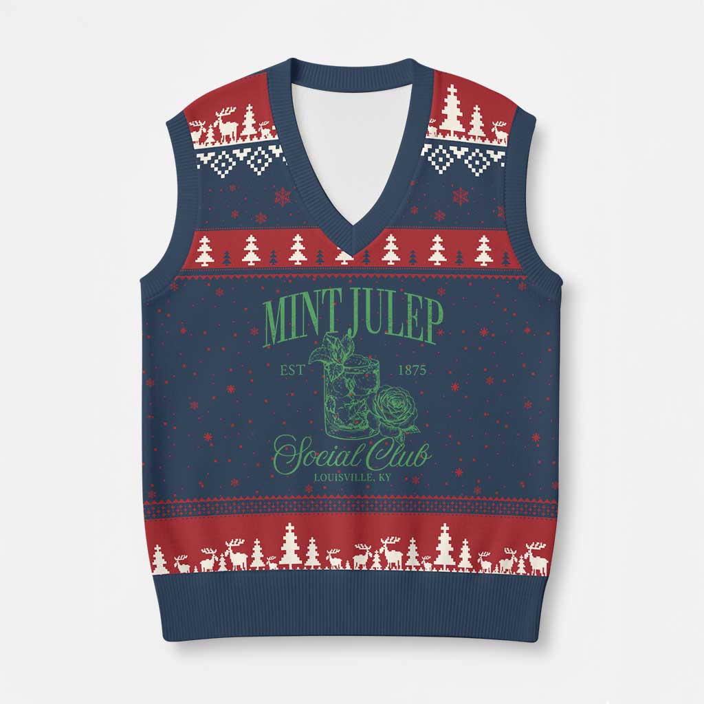 Mint Julep Social Club KY Funny Derby Cocktail V-Neck Knit Sweater Vest