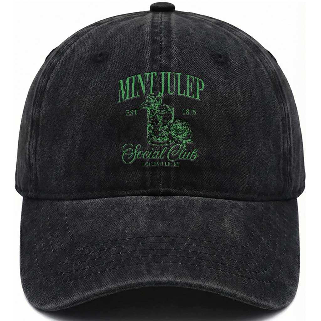 Mint Julep Social Club KY Funny Derby Cocktail Washed Cotton Baseball Cap