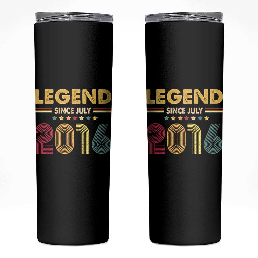 July 10th Birthday Skinny Tumbler Legends Since July 2016 Retro Bday