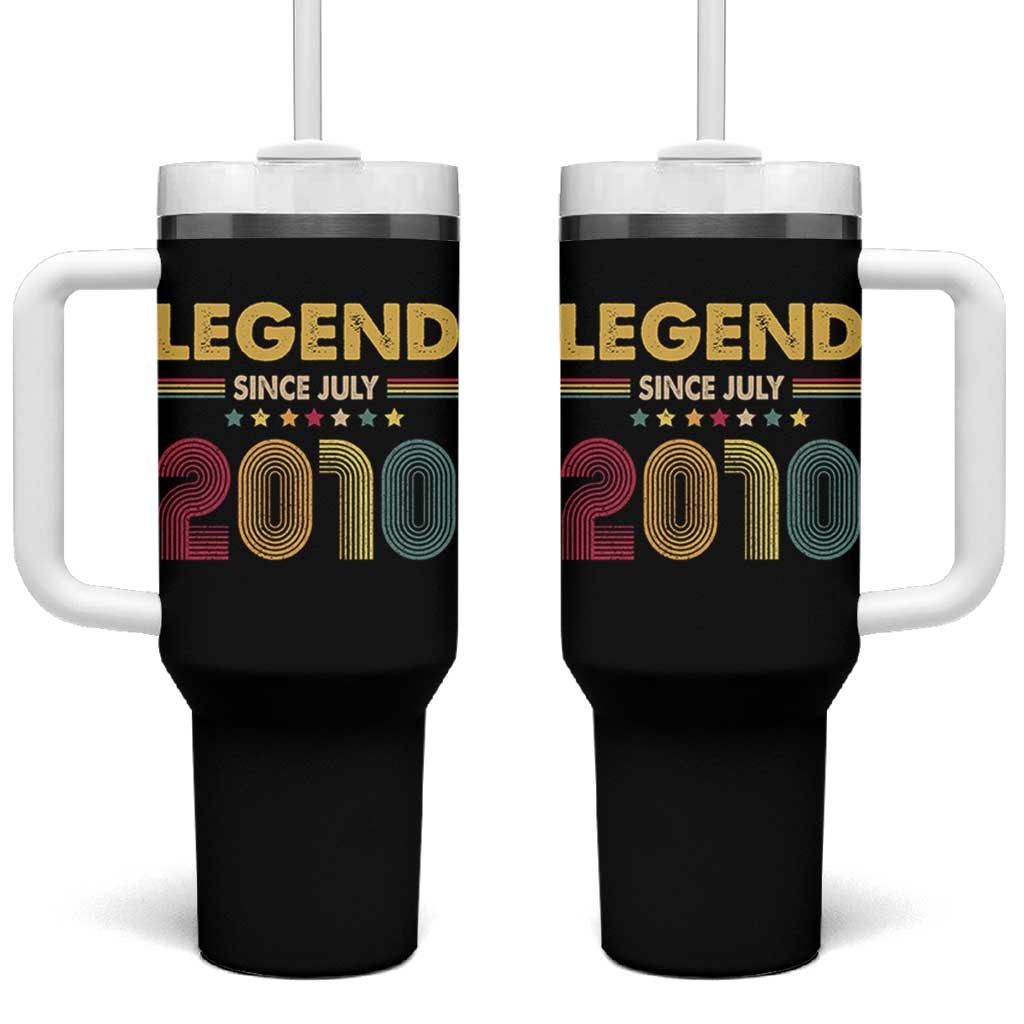 July 16th Birthday Tumbler With Handle Legends Since July 2010 Retro Bday