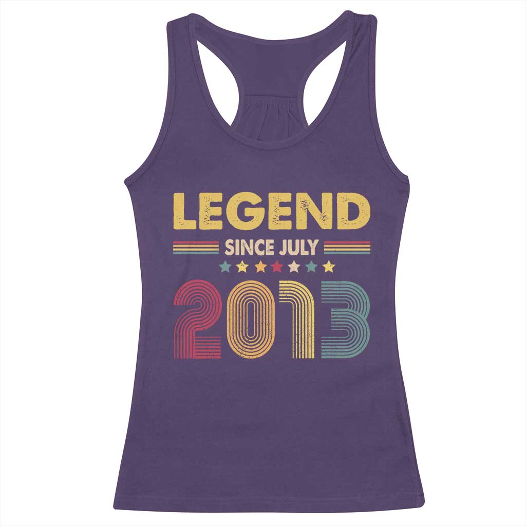 July 13th Birthday Racerback Tank Top Legends Since July 2013 Retro Bday