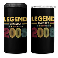 July 18th Birthday 4 in 1 Can Cooler Tumbler Legends Since July 2008 Retro Bday