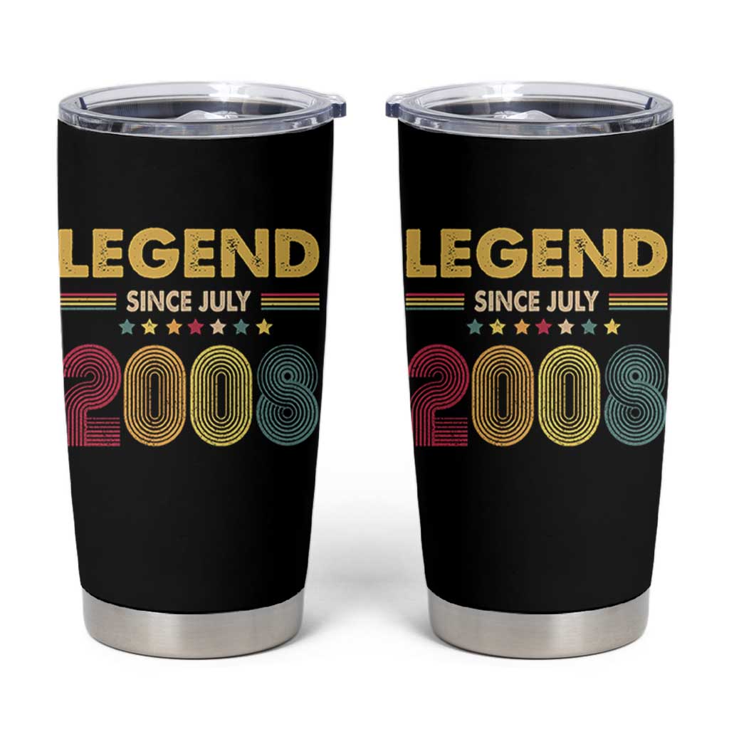 July 18th Birthday Tumbler Cup Legends Since July 2008 Retro Bday