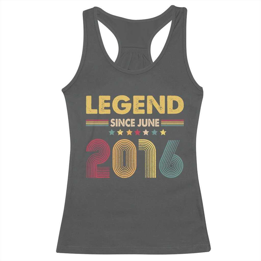 June 10th Birthday Racerback Tank Top Legends Since June 2016 Retro Bday