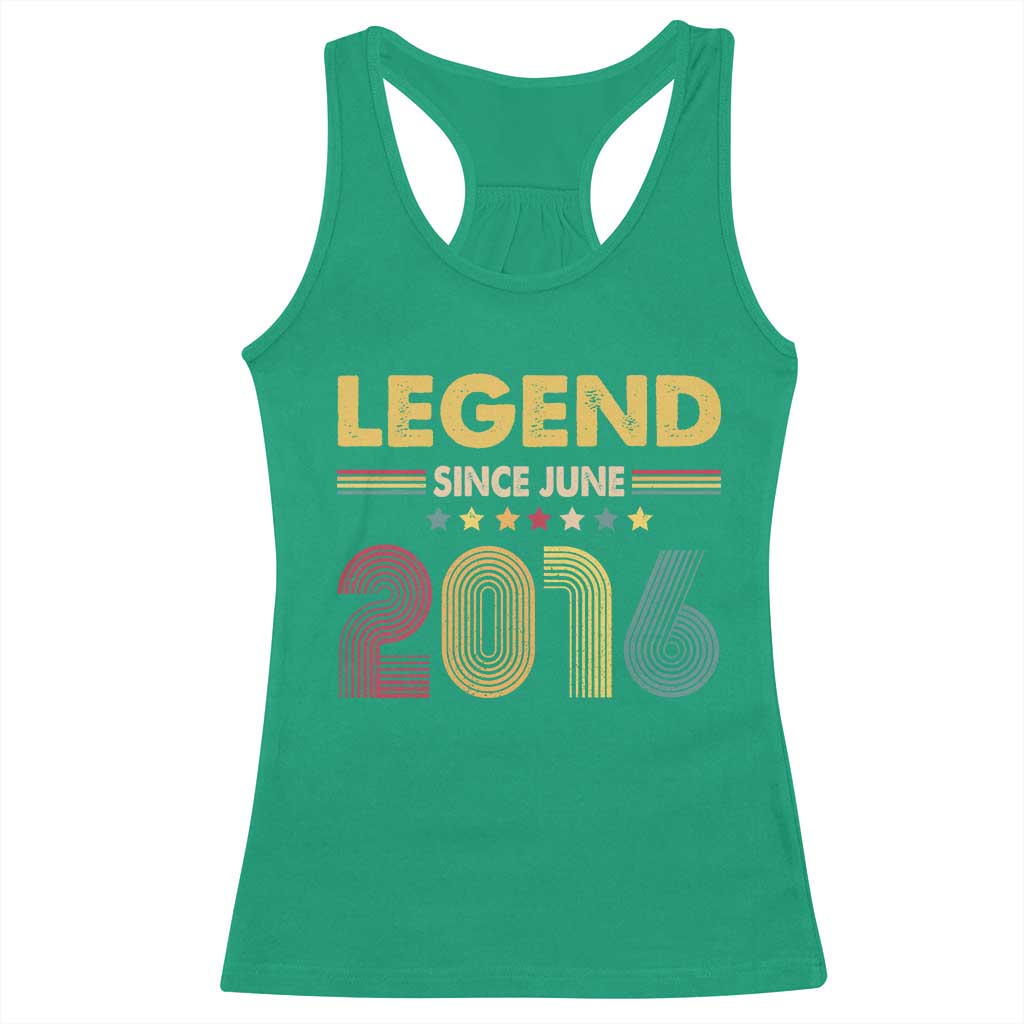 June 10th Birthday Racerback Tank Top Legends Since June 2016 Retro Bday
