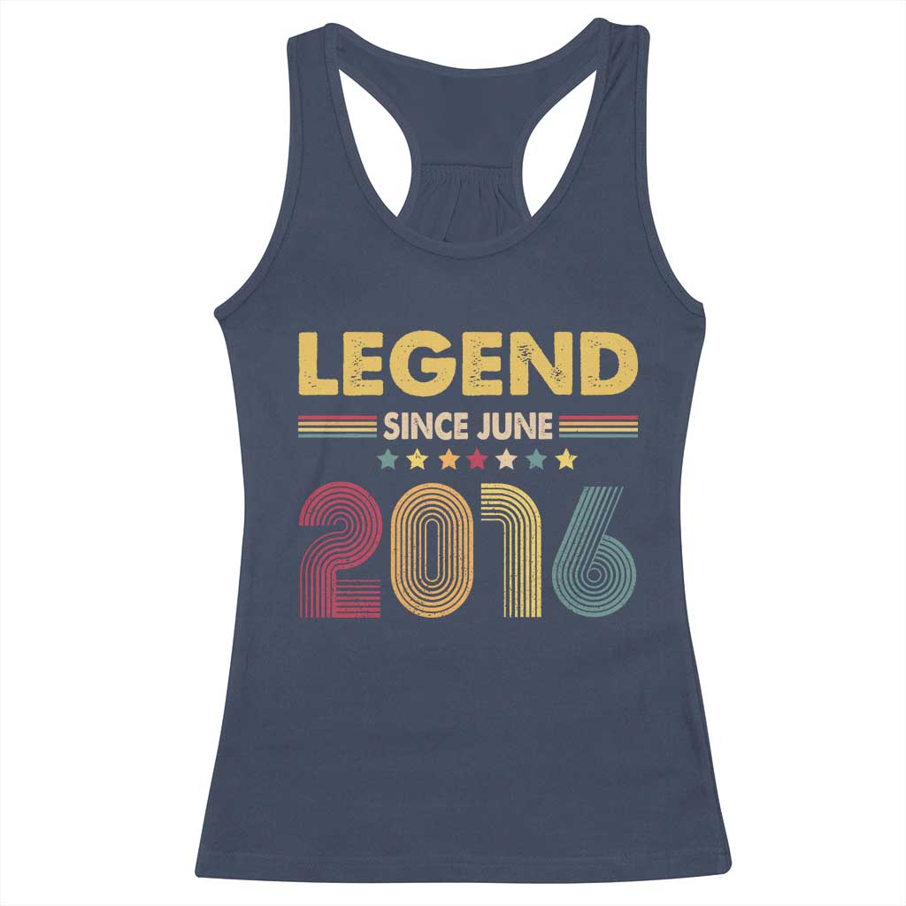 June 10th Birthday Racerback Tank Top Legends Since June 2016 Retro Bday